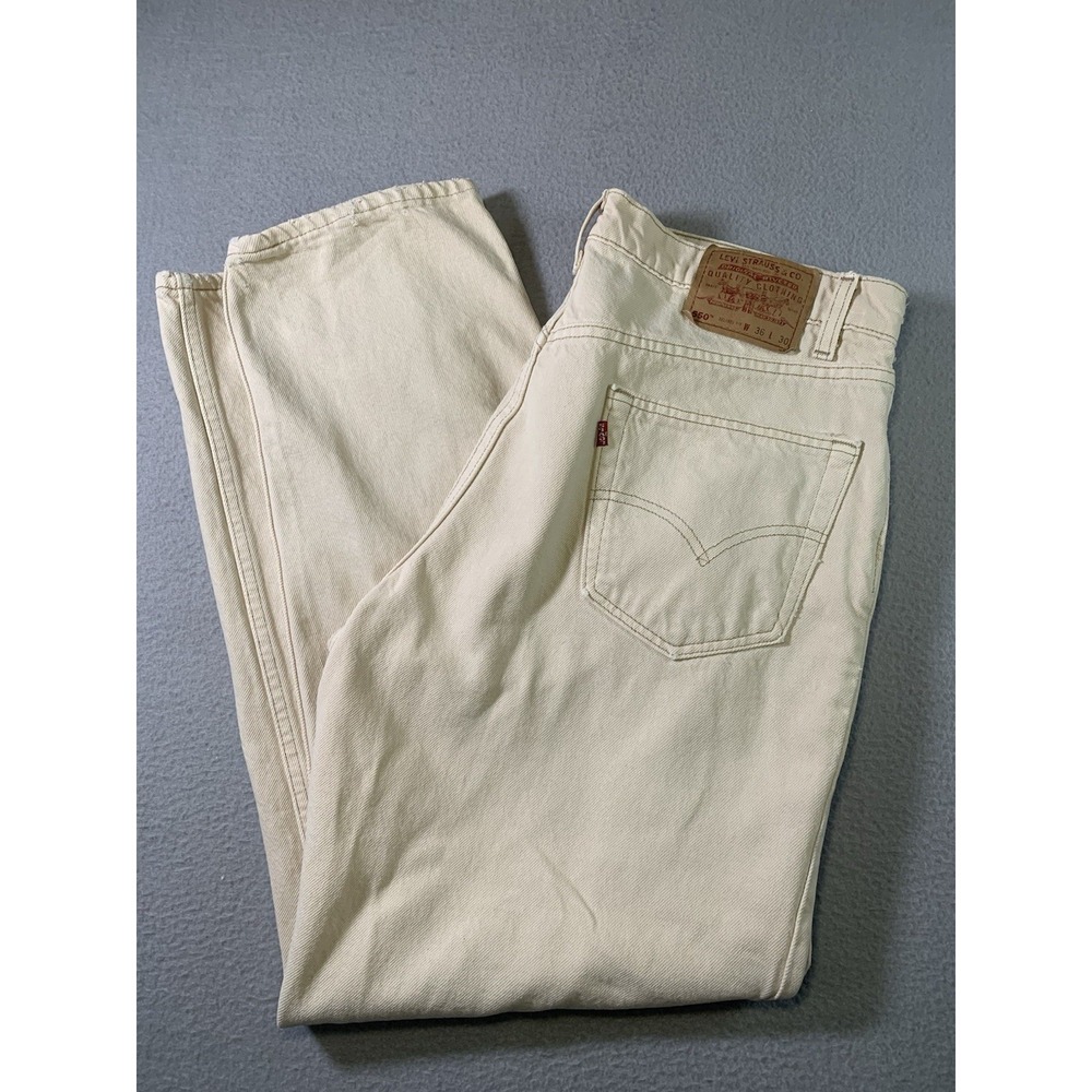 VTG Levis 550 Jeans Made In USA 90'S Men Sz 36/30 Y2K Thrifter Cream